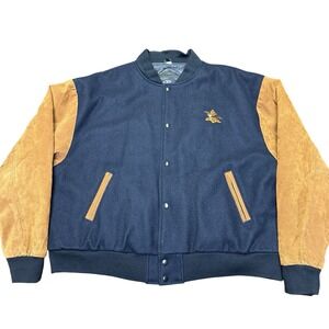 Vintage Anheuser Busch Beer Wool Leather‎ Suede Embroidered Jacket Coat XL